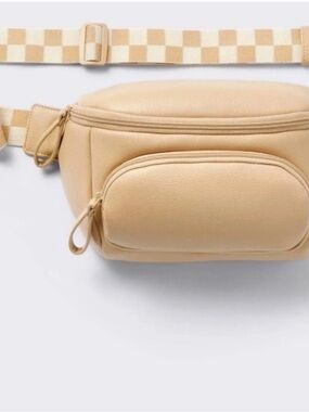 cloud island Beige Checkered Strap Crossbody Waist Bag